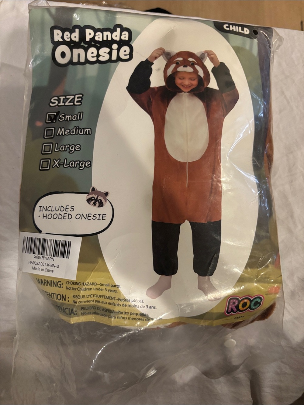 Red Panda Hooded Kids Onesie - Brown and White  by ROC